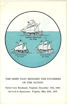 The Three Ships Jamestown Virginia Unposted Postcard 